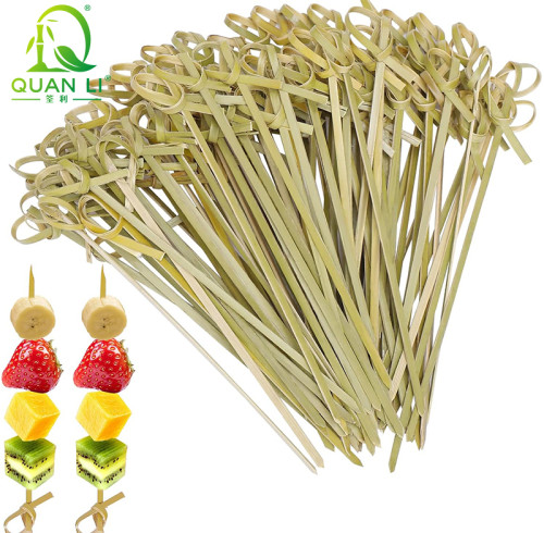 Bamboo Cocktail Picks Looped Skewers QL Disposable Knotted Bamboo Skewers Wholesale