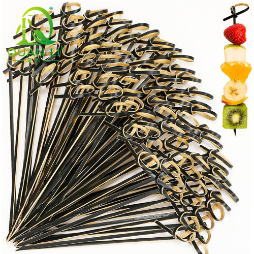 Bamboo Cocktail Picks Looped Skewers QL Disposable Knotted Bamboo Skewers Wholesale