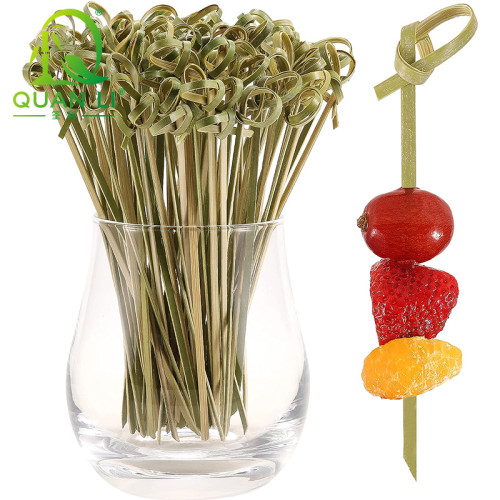 Bamboo Cocktail Picks Looped Skewers QL Disposable Knotted Bamboo Skewers Wholesale