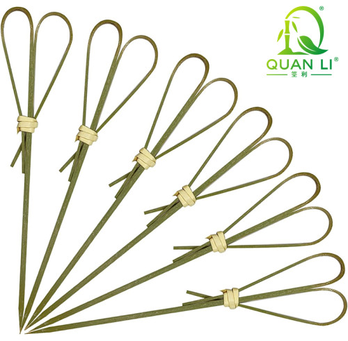 Heart Shaped Cocktail Picks Bamboo Skewers with Knot Party Supplies Wholesale