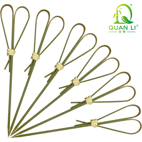 Heart Shaped Cocktail Picks Bamboo Skewers with Knot Party Supplies Wholesale