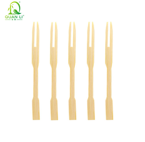 Mini Bamboo Forks 3.5 inch, Cocktail Forks Two Prongs Eco-Friendly Wholesale