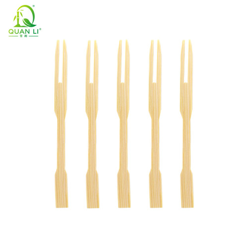 Mini Bamboo Forks 3.5 inch, Cocktail Forks Two Prongs Eco-Friendly Wholesale