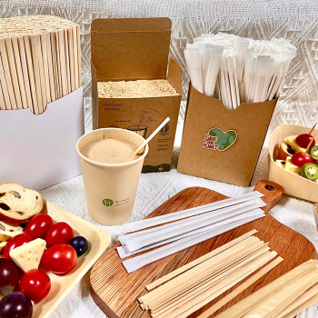 Bamboo Coffee Sticks Factory Wholesale Price Individual Paper Wrapped Bamboo Coffee Stirrer