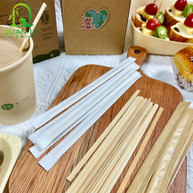 Bamboo Coffee Sticks Factory Wholesale Price Individual Paper Wrapped Bamboo Coffee Stirrer