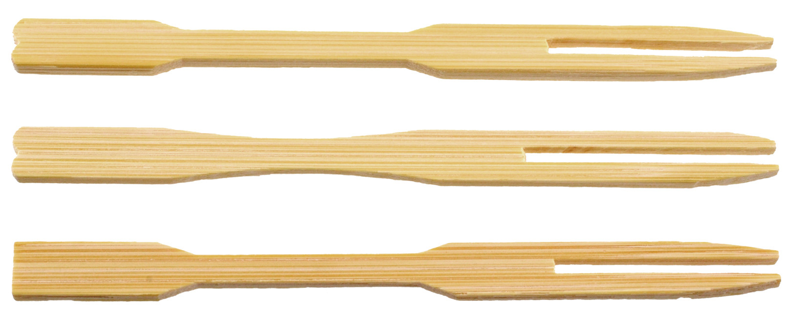 Different designs of 3.5 inch bamboo fruit forks