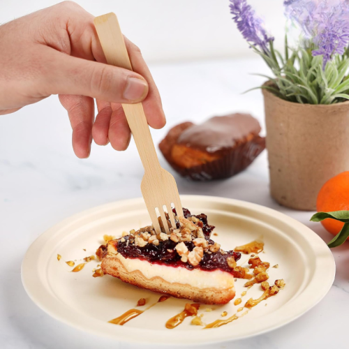 Disposable Bamboo Fork | Eco-Friendly Biodegradable Utensil for Salads, Tasting & Catering
