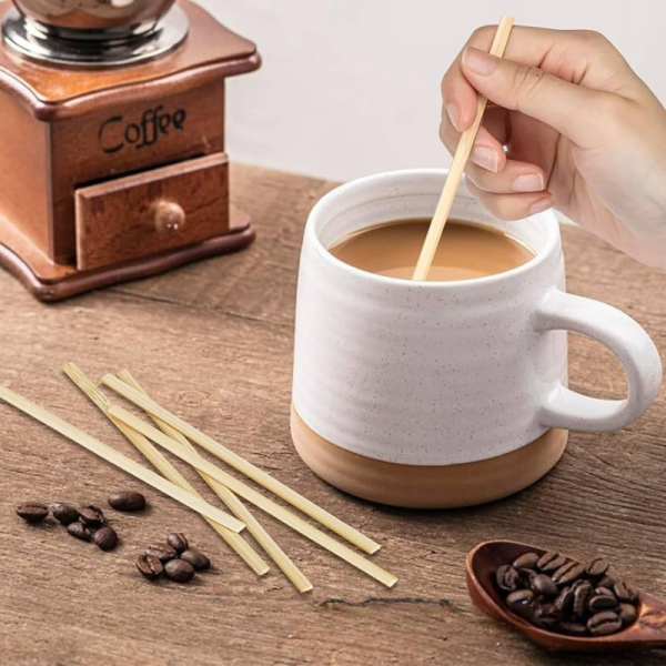 Bamboo Disposable Coffee Stirrer 110 mm 140 mm for Automatic Vending Machines - Bulk Wholesale for Distributors & Retailers - Custom Logo & Packaging Available
