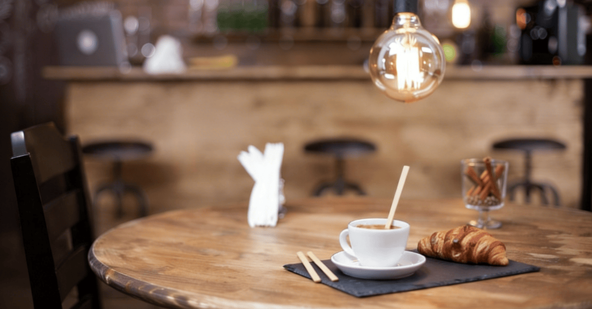 Eco-friendly bamboo coffee stirrers in a cafe setting