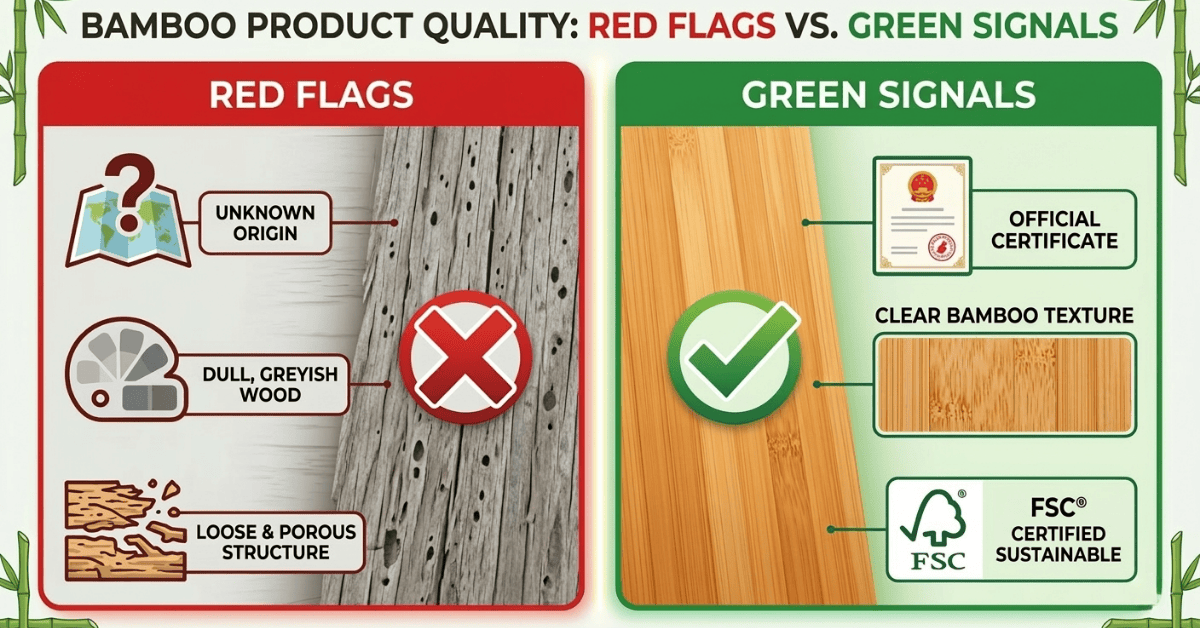 Quality guide comparing premium bamboo texture vs inferior material