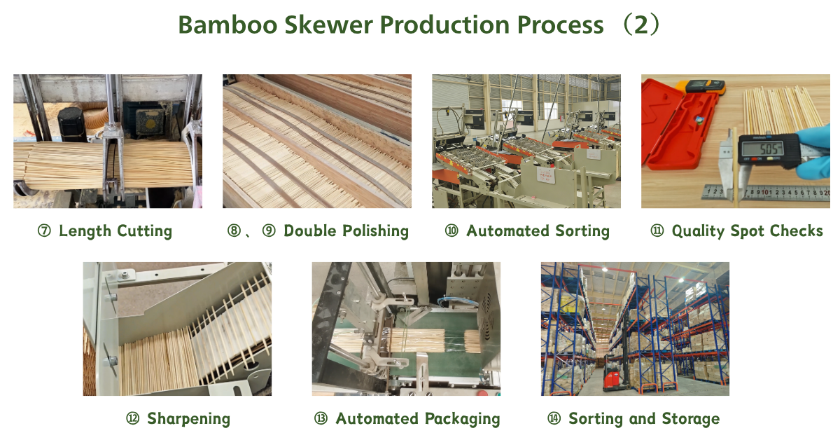 Final 8 steps of bamboo skewer production
