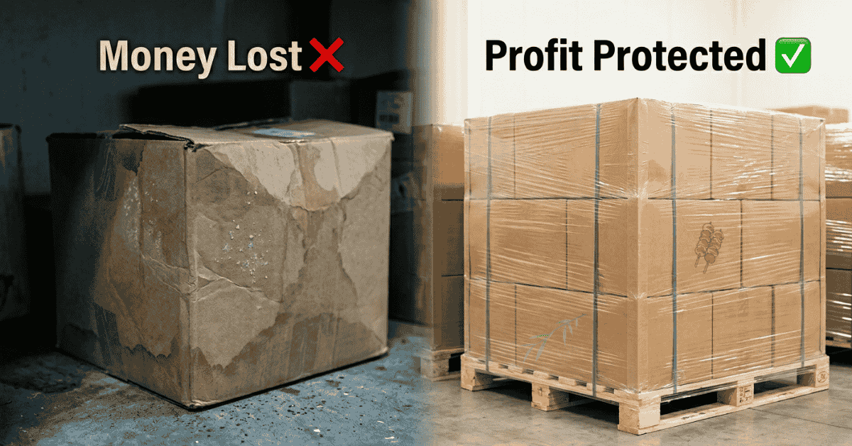 Comparison of moldy vs. protected bamboo skewer pallets