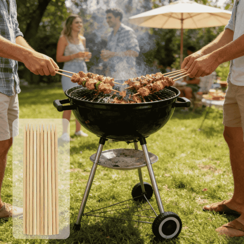 250mm bamboo skewers for BBQ grilling
