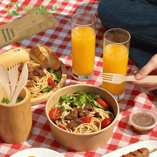 Wrapped 17cm Cutlery Set | Full-Size Bamboo Cutlery Kit 4 in 1