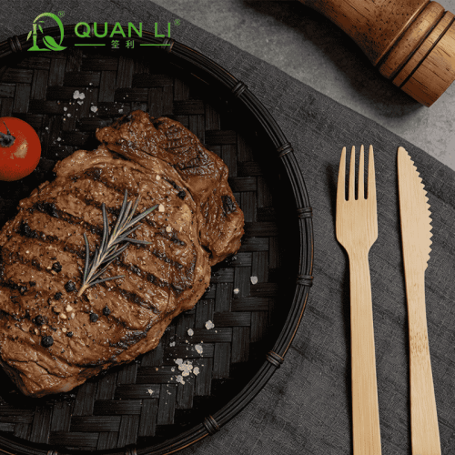 Wrapped 17cm Cutlery Set | Full-Size Bamboo Cutlery Kit 4 in 1