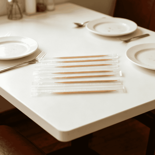 Bamboo Toothpicks Wholesale | Individual Cello Wrapped Double Point Toothpicks