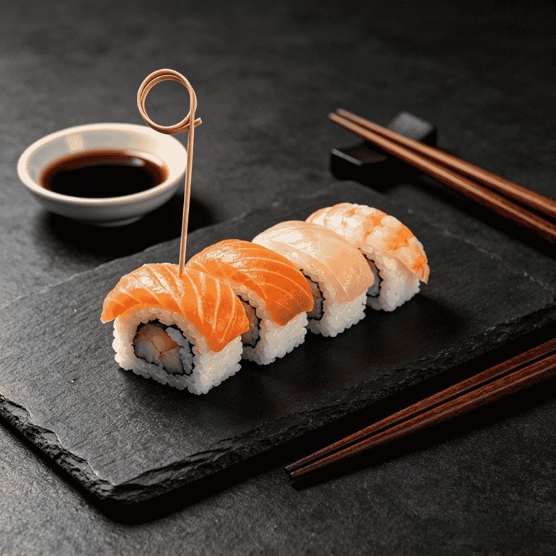 Looped bamboo picks for sushi decoration