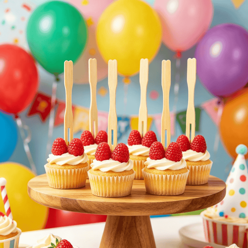 Bamboo dessert picks for party cupcakes