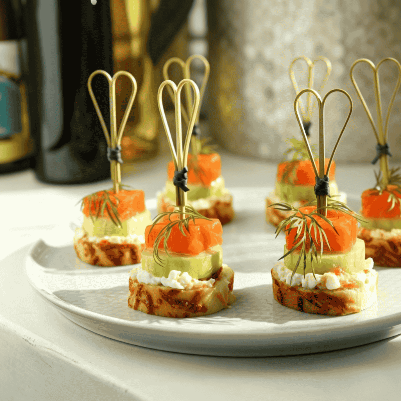 Heart bamboo picks for appetizer snacks