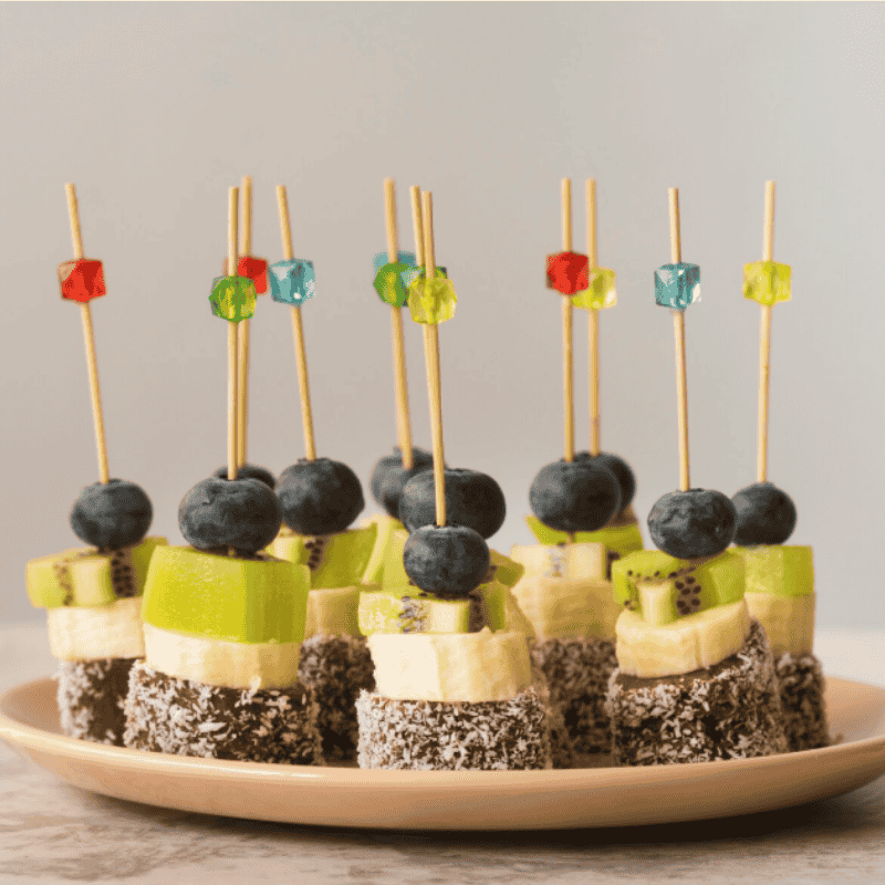 Colorful bead bamboo picks for fruit desserts