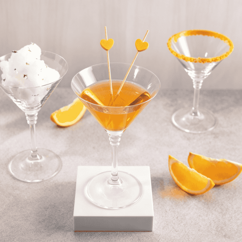 Heart-topped bamboo skewers for cocktails