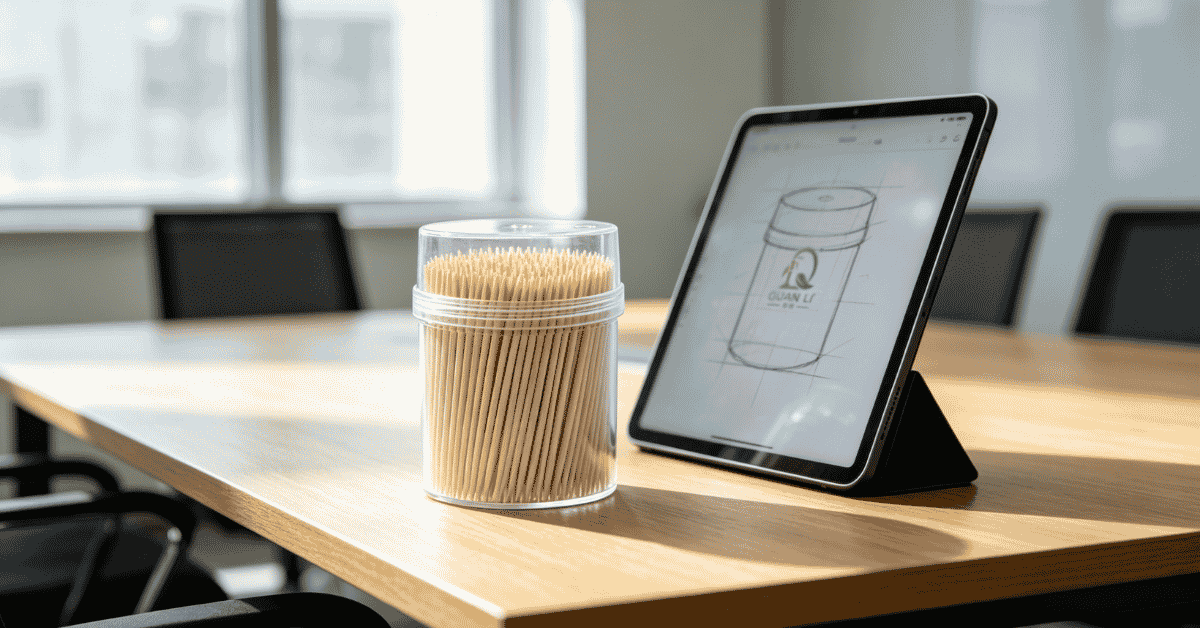 Custom toothpick canister and tablet design sketch