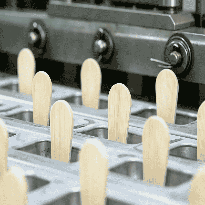Bamboo sticks on automated line