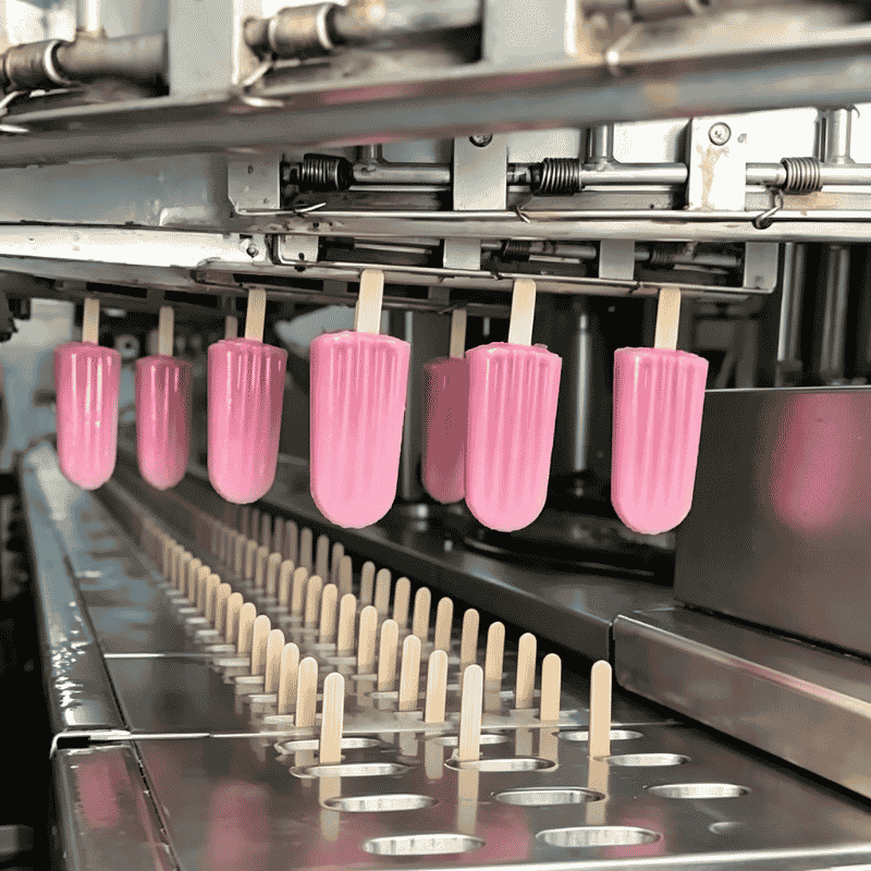 Auto-inserting bamboo sticks into popsicle molds