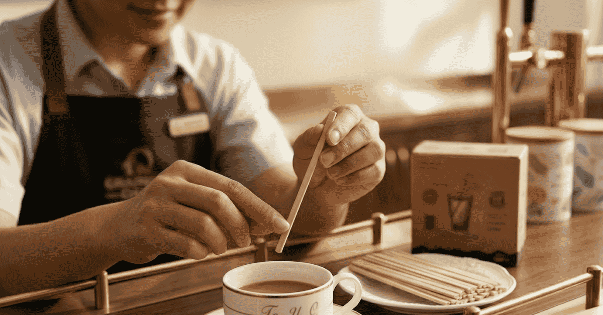 food-grade bamboo stirrers in coffee