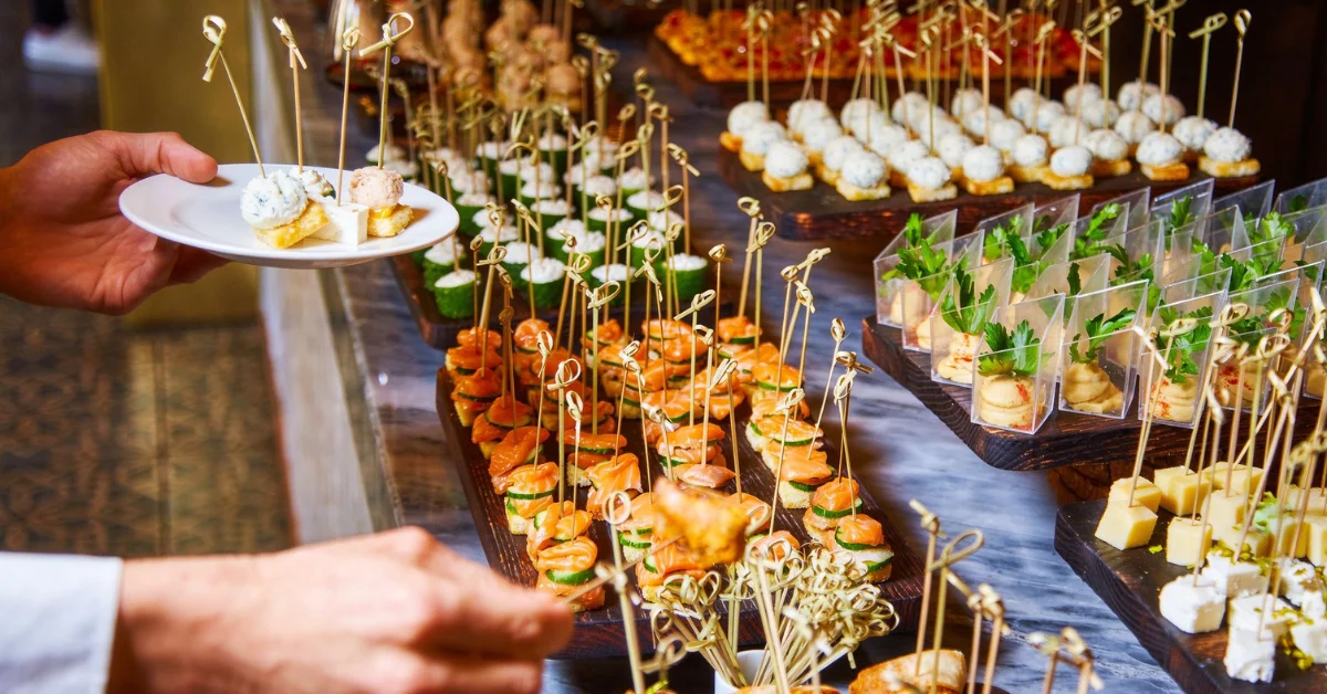 Bamboo skewers prepared for grilling and foodservice supply