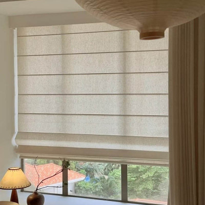 Custom Roman Shades - Elegant Fabric Window Treatments | Light Filtering & Blackout Options