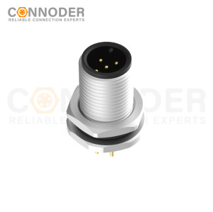 Wholesale M12 A Coded 5 Pin Front Fastened Panel Mount Circular Connector For Pcb, M12 X 1.0, Straight