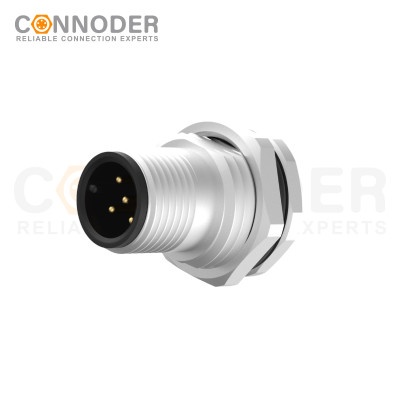 Wholesale M12 4 Pin Male Aviation Panel Mount Connector,Aviation Panel Back Mount Flange Socket Sensor Connector