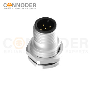 Wholesale M12 4 Pin Male Aviation Panel Mount Connector,Aviation Panel Back Mount Flange Socket Sensor Connector