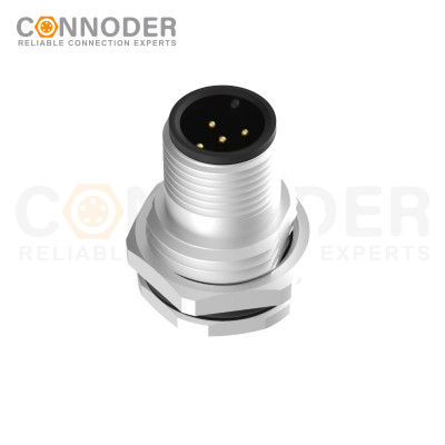 Wholesale M12 4 Pin Circular Connector | 4 Pin Cored Male Aviation Panel Mount Connector Aviation Panel Back Mount Flange Socket Sensor Connector