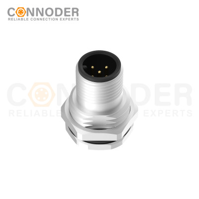 M12 A 5 Pin Circular Connector | Male Panel Mount,Solder Connection,A code,M16x1.5, Front Fastened