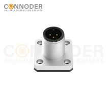 Wholesale M12 A Circular Connector | 5 Pin Male Panel Mount Solder Square Flange for Industrial Connectors