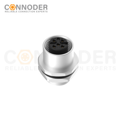 Wholesale M12 5 Pin Circular Connector | Female Panel Mount,Solder Connection,A code,M12x1.0, Rear Fastened