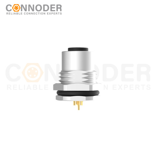 M12 Female Circular Connector-Panel Mount,Solder Connection,A code,M16x1.5, Front Fastened