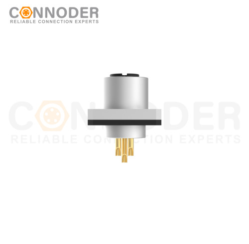 M12 Female Circular Connector-Panel Mount,Solder Square Flange,A code,14x14