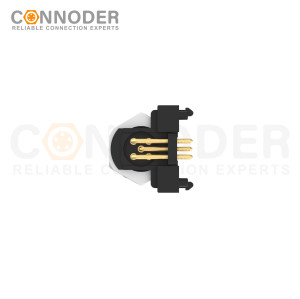 M12 Male Angle Circular Connector-Panel Mount, PCB Dip-solder Connection,A code,M12x1.0,