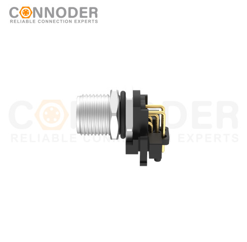 OEM & ODM M12 A Circular Connector | 5 Pin Panel Mount with PCB Dip-solder Connection - A Code, M12x1.0 for Wholesale and Distributors