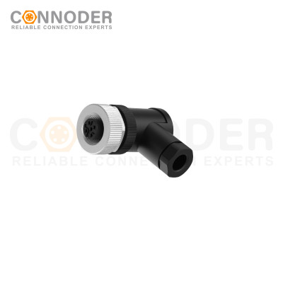 M12 Female Angle Circular Connector-Field Wireable Mount,Screw Connection,A code,PG7