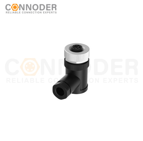 M12 Female Angle Circular Connector-Field Wireable Mount,Screw Connection,A code,PG7