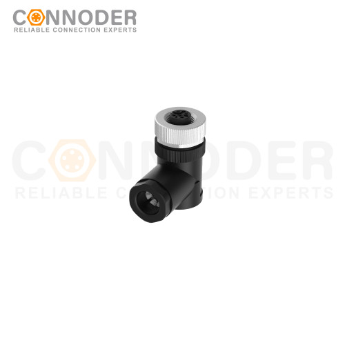 M12 Female Angle Circular Connector-Field Wireable Mount,Screw Connection,A code,PG9