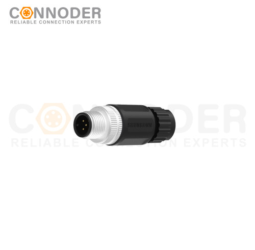 M12 Male Circular Connector-Field Wireable,Straight Plastic Assembled,Solder Connection,A code,