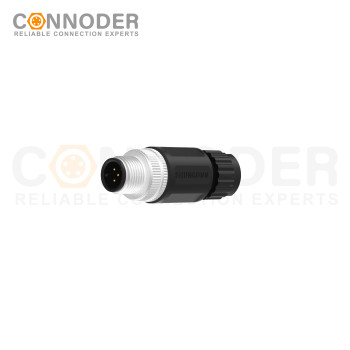 M12 Male Circular Connector-Field Wireable,Straight Plastic Assembled,Solder Connection,A code,