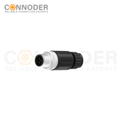 M12 Male Circular Connector-Field Wireable,Straight Plastic Assembled,Solder Connection,A code,
