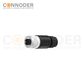 M12 Female Circular Connector-Field Wireable,Straight Plastic Assembled,Solder Connection,A code,batch