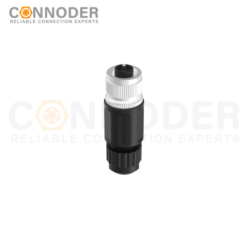 M12 Female Circular Connector-Field Wireable,Straight Plastic Assembled,Solder Connection,A code,batch